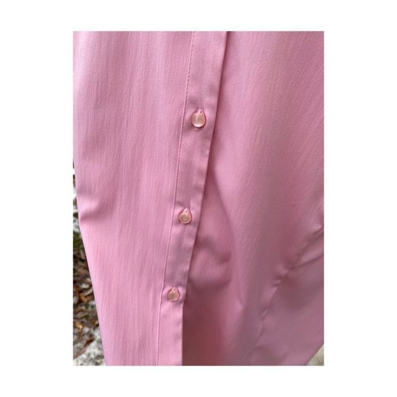 Vtg Baby Pink Casual Shirt Button Up Darts Work - Picture 9 of 11